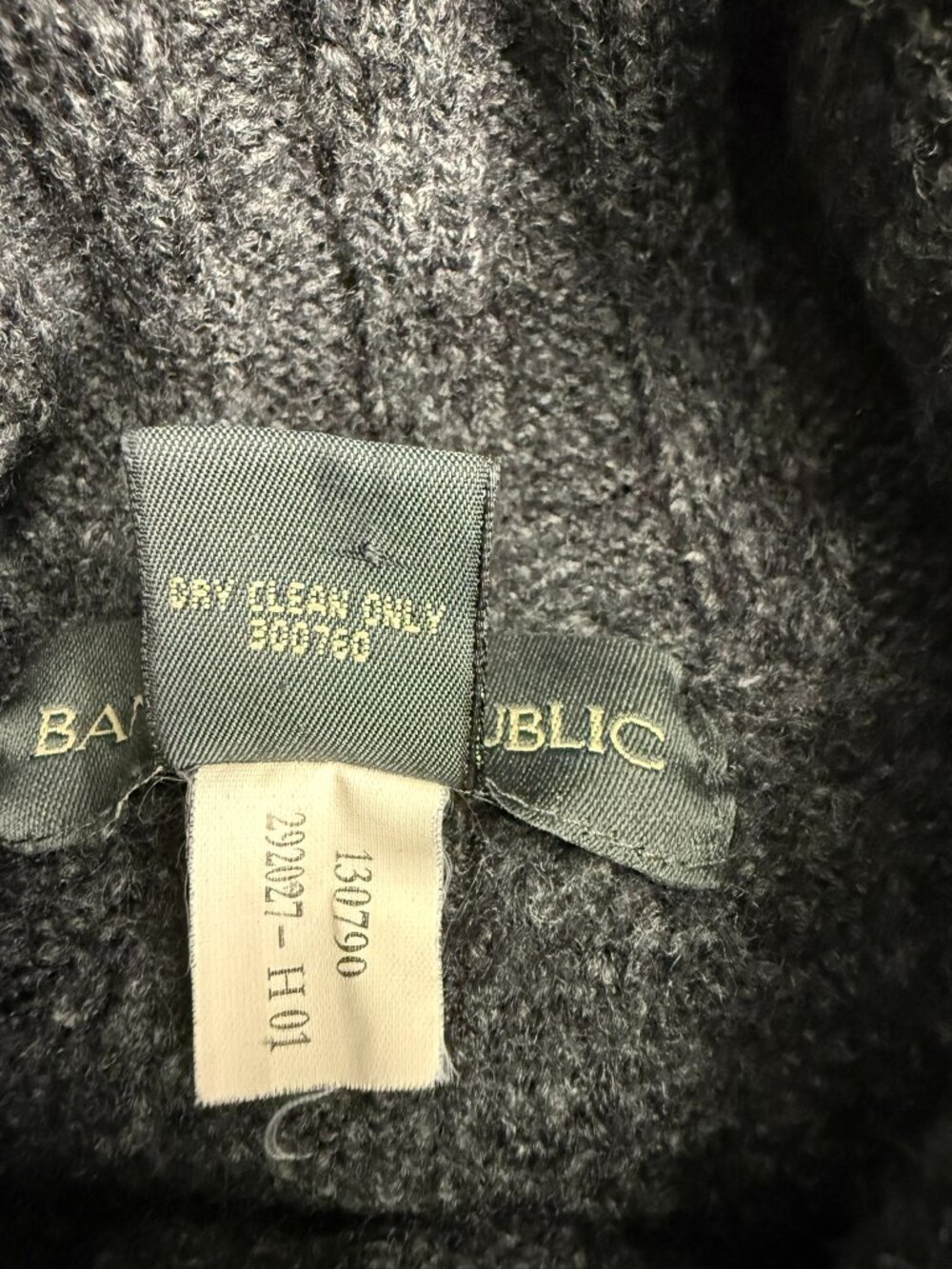 Vintage Banana Republic 100% Merino Wool Ribbed Turtleneck Sweater Gray Size XL - Picture 5 of 8